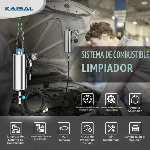 Vista 2 de Kit de herramientas de limpieza de inyector de combustible 1000ML 150PSI Limpiador de sistema de inyección de combustible sin desmontaje Máquina