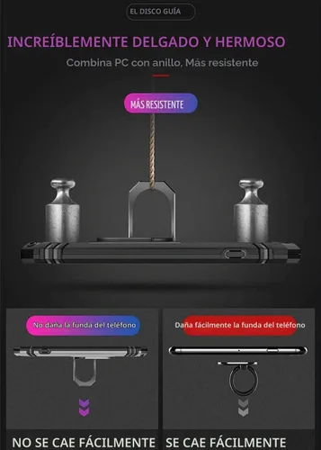 Vista 4 de YaHan Funda para Xiaomi Redmi 8A / Redmi 8, anillo giratorio de 360 grados, soporte híbrido, resistente, de doble capa, a prueba de golpes, con Negro