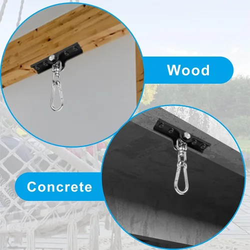 Vista 3 de Gancho para colgar columpios de alta resistencia, ganchos de columpio para perchas de hormigón de madera, colgador giratorio de 360°, ganchos