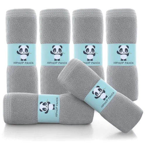 Vista 25 de HIPHOP PANDA Toallitas para bebé, rayón hecho de bambú - 2 capas ultra suaves y absorbentes, toallita facial de baño para recién nacidos - toallitas
