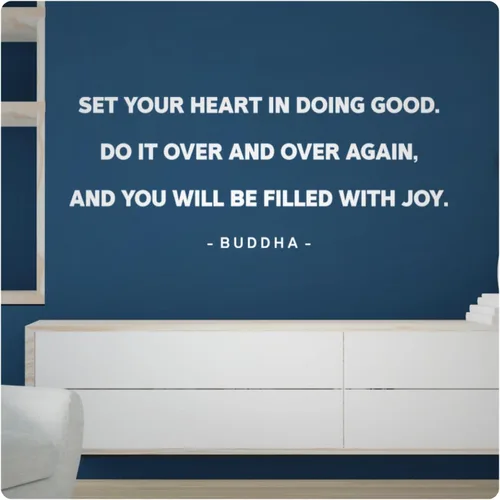 Vista 8 de My Vinyl Story - Set Your Heart - Calcomanía inspiradora de Buda motivacional para pared, con cita artística, frase de afirmación positiva, Zen