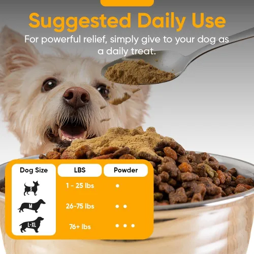 Vista 5 de iHeartDogs Caldo de huesos y colágeno para perros, caldo de huesos y hongos en polvo dorado para apoyo del sistema inmunológico, movilidad