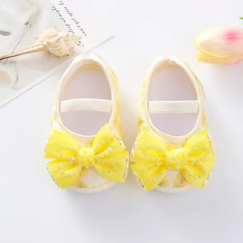 Vista 3 de DDDHL Zapatos para bebés, zapatos de princesa, lisos, con diadema suave, para bebés y niñas de 0 a 18 meses