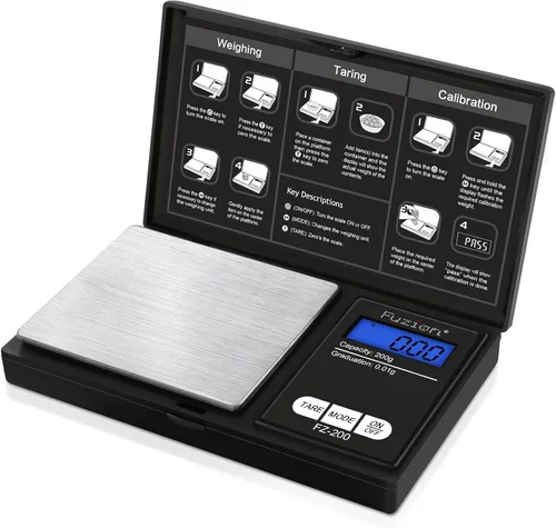 Vista 12 de Fuzion - Báscula de gramos, báscula de bolsillo con precisión de 0.01 gramos, báscula digital pequeña de 200g para alimentos, joyería, hierbas