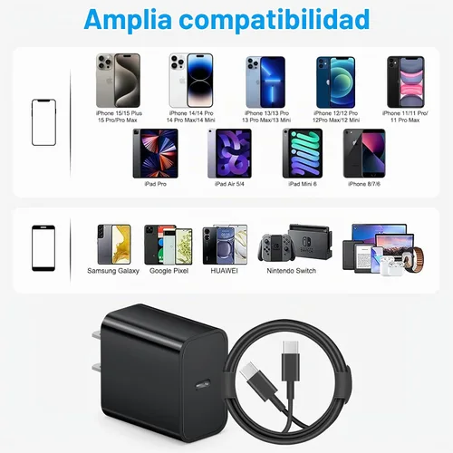 Vista 6 de Cargador para iPhone 17 16 15 Carga Rápida 6FT - 20W USB C Cargador Bloque con cable tipo C a C de 6 pies compatible con iPhone 17/17 Pro/17 Pro