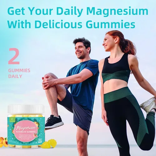 Vista 7 de 90 Count Magnesium Glycinate Gummies 600 mg - Sugar Free Magnesium Supplement for Adults with Glycinate & Malate, L-Theanine, Ashwagandha, Zinc