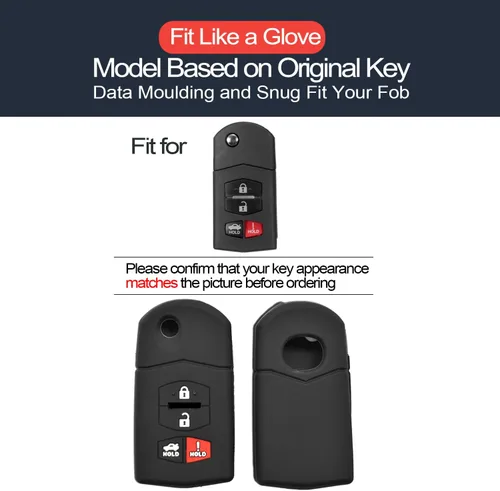 Vista 2 de 2 piezas compatibles con Mazda 3 5 6 CX-7 CX-9 MX-5 Miata RX-8 - Funda protectora para llavero