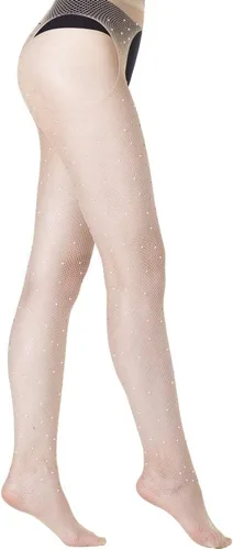 Vista 3 de Medias de red para mujer, medias brillantes con diamantes de imitación