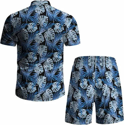 Vista 22 de RPOVIG Conjunto de playa a juego con camisas y pantalones cortos para hombre, ropa floral hawaiana para festival, conjuntos de 2 piezas con sombrero