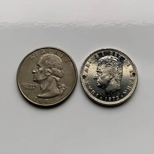 Vista 7 de 1975 España España 5 Peseta moneda escudo Español Juan Carlos I Madrid Barcelona Córdoba Valencia Málaga Sevilla Granada Toledo Bilbao Cádiz