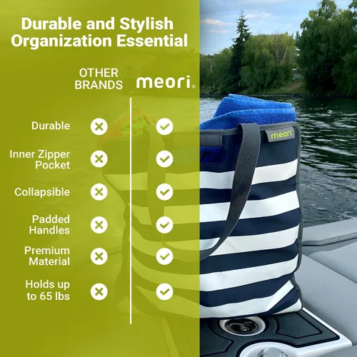 Vista 7 de meori Bolsa grande para mujeres u hombres, extra grande con bolsillo con cremallera, parte inferior dura, correas de hombro y asas de agarre