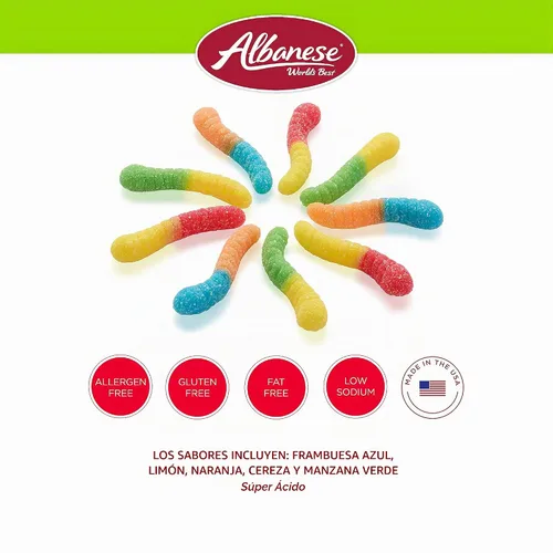 Vista 5 de Albanese World's Best Sour Mini Neon Gummi Worms 4.5 libras de caramelos a granel