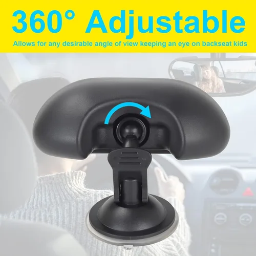 Vista 3 de Espejo retrovisor de bebé para automóvil, parabrisas frontal para bebé, espejo retrovisor para bebé, espejos ajustables de 360 grados para ver niños