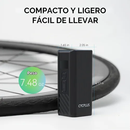 Vista 3 de CYCPLUS Bomba eléctrica para bicicleta, A3Mini, 120 PSI, motor sin