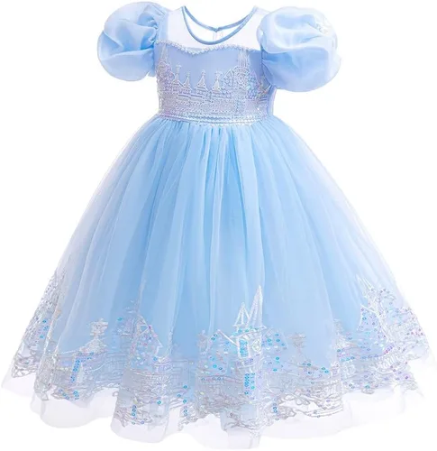 Vista 55 de Frozen - Vestido de princesa Elsa para niñas, disfraz de Halloween, Navidad, cumpleaños, fiesta, vestido de tul con accesorios