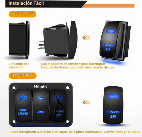Vista 6 de Nilight 90104B - Barra de luz LED trasera láser de aluminio de 2 velocidades con interruptor basculante a palanca precableado de encendido y apagado