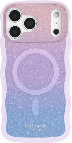 Vista 14 de Kate Spade New York Funda para iPhone 17 Pro Max, compatible con MagSafe, funda de diseño para teléfono, diseño de gemas azules de cama de flores
