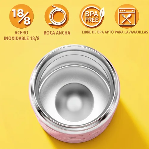 Vista 6 de Fimibuke Tarro de Comida Aislado para Niños, 12 OZ Libre de BPA Boca Ancha Acero Inoxidable al Vacío Tarro de Almuerzo para Comida Caliente y Fría