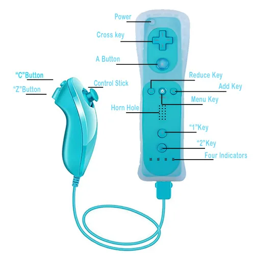 Vista 3 de Wii Remote Controller, 2 Packs Upgrade Wii Wireless Controller Compatible with Wii Wii U Console(Red and Blue)