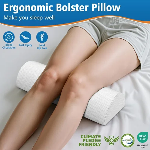 Vista 11 de Almohada grande de rodilla para dormir de lado, almohada de espuma viscoelástica de media luna para piernas, almohada de elevación de cuña de diseño