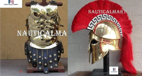 Vista 2 de Nautical-Mart Armadura muscular de latón con casco Corinthian