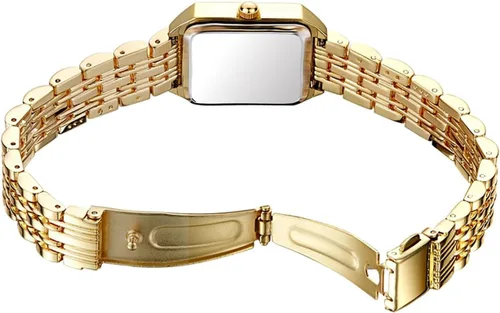 Vista 6 de Relojes para mujer, caja rectangular vintage, banda de acero inoxidable, reloj de pulsera para mujer, números romanos simples, resistente al agua