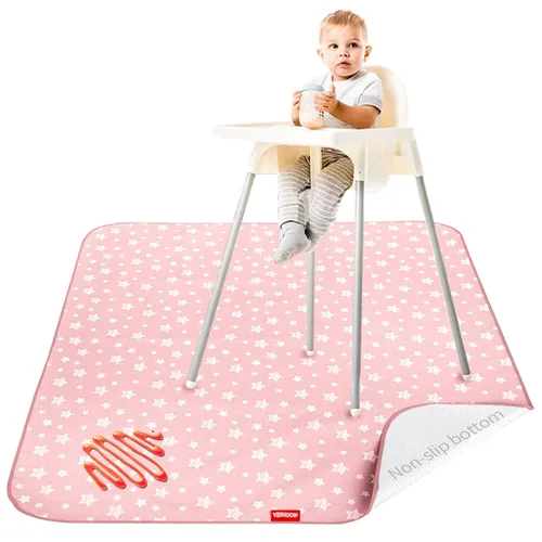 Vista 8 de Tapete portátil antideslizante para silla de bebé, 46 x 42 pulgadas, estrella negra