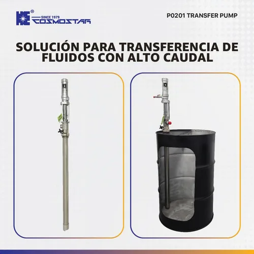 Vista 5 de COSMOSTAR Bomba de pistón neumática 1:1 para bombas de transferencia química de aceite de embalaje de teflón de tambor de 55 galones