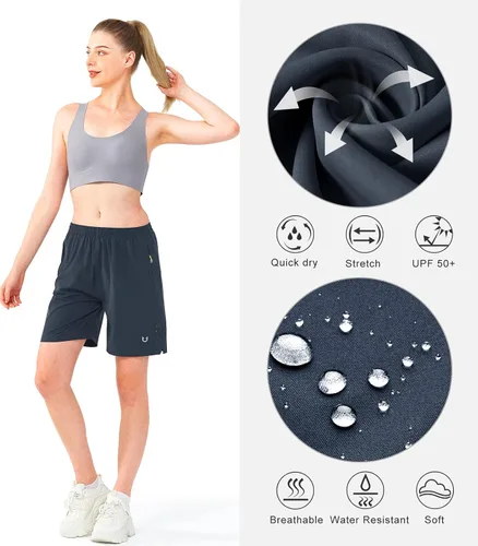Vista 24 de NORTHYARD Pantalones cortos deportivos de senderismo para mujer, de secado rápido, ligeros, para gimnasio, entrenamiento, con 3 bolsillos