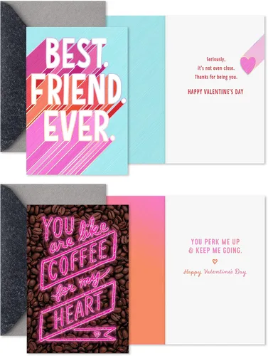 Vista 2 de Hallmark Tarjetas del día de San Valentín, surtido de tarjetas del día de los galentinos (4 tarjetas con sobres)