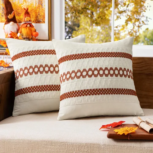 Vista 19 de MIULEE Fundas de almohada lumbares decorativas bohemias, cojín de algodón retro, tejido rustico de macramé para el hogar para cama, sofá, silla, Azul