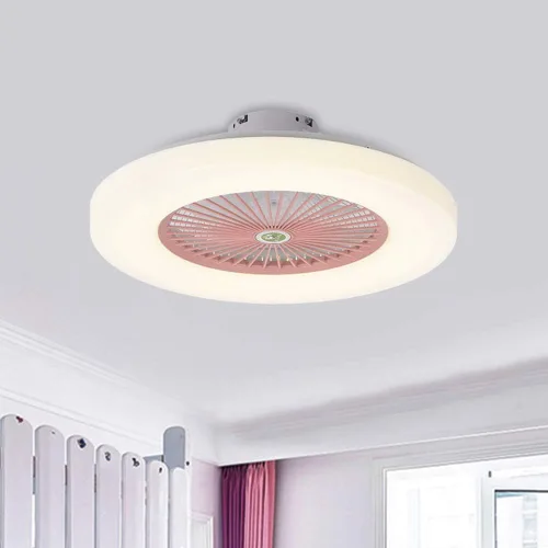 Vista 10 de Ventilador de techo moderno con luces amarillo de perfil bajo ventilador de techo LED de montaje empotrado con mando a distancia