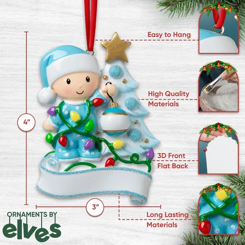 Vista 3 de Adorno personalizado para árbol de Navidad 2025 – Adorno de Navidad para bebé 2025, adorno de primera Navidad, adornos de Navidad para niño pequeño