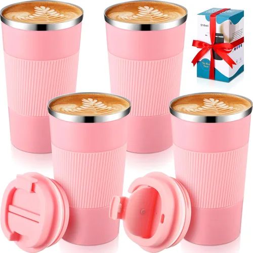 Vista 9 de Sabary - Paquete de 4 tazas de café de viaje de 16 onzas con tapa, color Negro