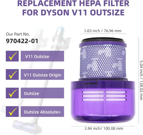 Vista 2 de Filtro Dyson Outsize, paquete de 2 filtros True HEPA de reemplazo compatibles con Dyson Outsize, V11 Outsize, Outsize Origin, Outsize+, Absolute+