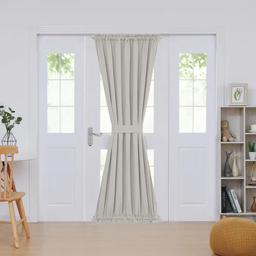 Vista 57 de Deconovo Cortinas opacas para puerta, bolsillo para cortinero y cortinas de bloqueo con aislamiento térmico para dormitorio, 137.16 x 189.2 cm, azul