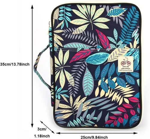 Vista 2 de A4 Portfolio Organizer Bag Handbag Document Zipper Bag File Folder Holder Pouch Case for Tablets Mobile Phones Notebooks Azul oscuro