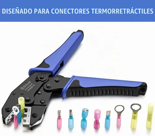 Vista 2 de Qibaok Crimpadora de cables de trinquete para conectores termorretráctiles, terminales de trinquete, herramienta de crimpado de alambre AWG 22-10