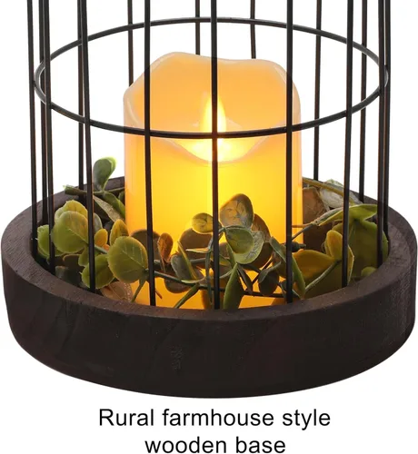 Vista 3 de PHOSPHOR Conjunto de linternas de decoración rústica de granja de 2 piezas Moderna decoración decorativa de interior para cocina chimenea centro
