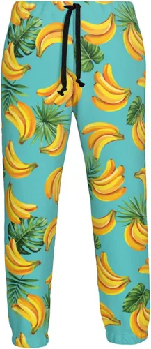 Vista 6 de Mens Cool Joggers Pants Tropical Palm Leaves and Bananas Novelty Casual Sweatpants with Drawstring
