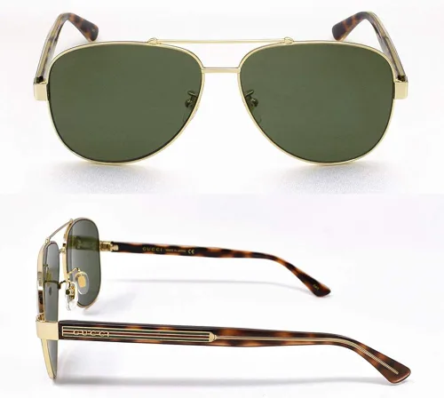 Vista 2 de Gucci GG0528S GOLDGREEN 6314150 - Lentes de sol para hombre DoradoVerde