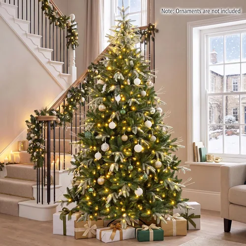 Vista 2 de GOFLAME Árbol de Navidad preiluminado de 7.5 pies con control remoto 3-Verde