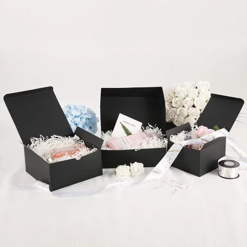 Vista 4 de JINMING 10 cajas de regalo 6x6x4 pulgadas, cajas de regalo mate negras a granel para el Día de la Madre, el Día del Padre, fiesta, cumpleaños, cajas