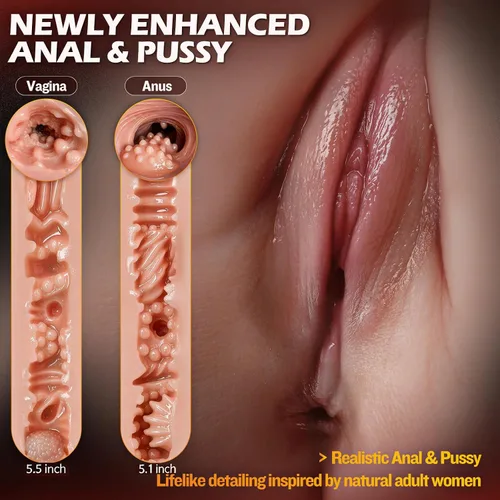 Vista 3 de BIG SHOCKED Muñeca sexual realista de 10 libras, juguete sexual masculino súper realista, con vagina texturizada y canales anales, masturbador