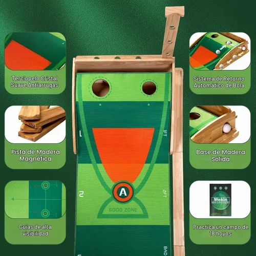 Vista 3 de Wekin Indoor Putting Green with Auto Ball Return,11 Foot Golf Putting Mat