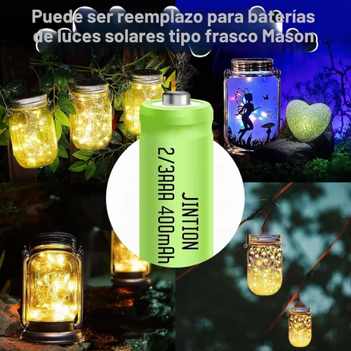 Vista 2 de JINTION Batería recargable NIMH 2/3AAA 2/3 AAA 1.2V 400mAh botón superior 5 paquetes (no son pilas de tamaño AAA)
