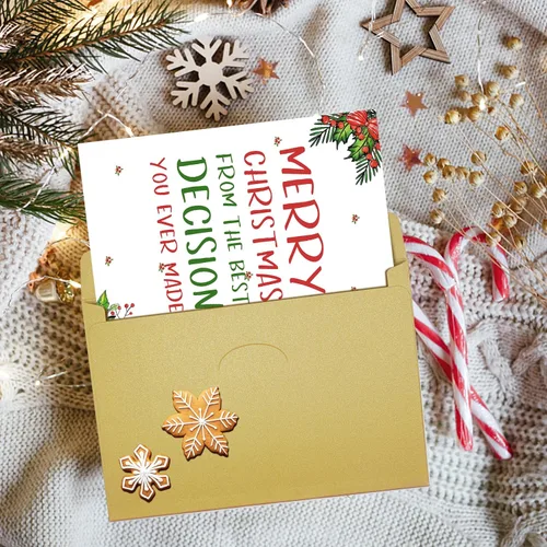 Vista 7 de Qiliji Tarjeta de Navidad romántica para él y ella, divertida tarjeta de Navidad para marido, esposa, novio y novia, regalo de tarjeta de Navidad