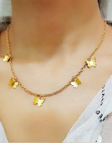 Vista 6 de Juego de 12 piezas con cadena de oro, collar de cuentas de moneda, luna, estrella, dije de perla, gargantilla de cadena multicapa, de piel, tono