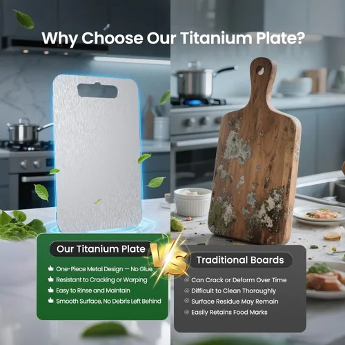 Vista 4 de Juego de tablas de cortar de titanio, 3 piezas, 100% titanio puro tabla