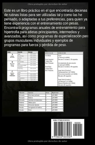 Vista 2 de Rutinas Culturismo y Fitness Entrenamientos para hipertrofia, fuerza, pérdida de peso. Full-Body, Split-Routine, monofrecuencia. En el gimnasio